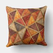 Molten Amber and Crimson Geometric - Marble Mosaic クッション (裏面)