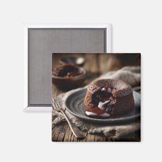 Molten Chocolate Lava Dessert Art マグネット (正面/裏面)
