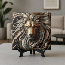 Molten Gold and Silver Metallic Majestic Lion Head