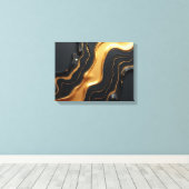 Molten Gold Drift – Luxe 16x12 Fluid Abstract キャンバスプリント (インサイチュ (ウッドフロア))