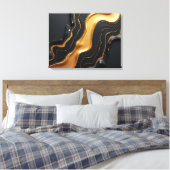Molten Gold Drift – Luxe 24x18 Fluid Abstract キャンバスプリント (インサイチュ (寝室))