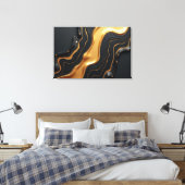 Molten Gold Drift – Luxe 36x24 Fluid Abstract キャンバスプリント (インサイチュ (寝室))