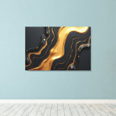 Molten Gold Drift – Luxe 36x24 Fluid Abstract キャンバスプリント (インサイチュ (ウッドフロア))