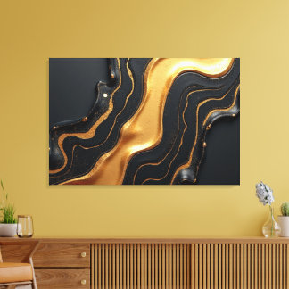 Molten Gold Drift – Luxe 36x24 Fluid Abstract キャンバスプリント