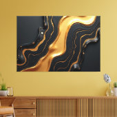 Molten Gold Drift – Luxe 60x40 Fluid Abstract キャンバスプリント (インサイチュ (リビング))