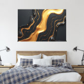 Molten Gold Drift – Luxe 60x40 Fluid Abstract キャンバスプリント (インサイチュ (寝室))