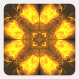 Molten Gold Solar Fractal Art スクエアシール