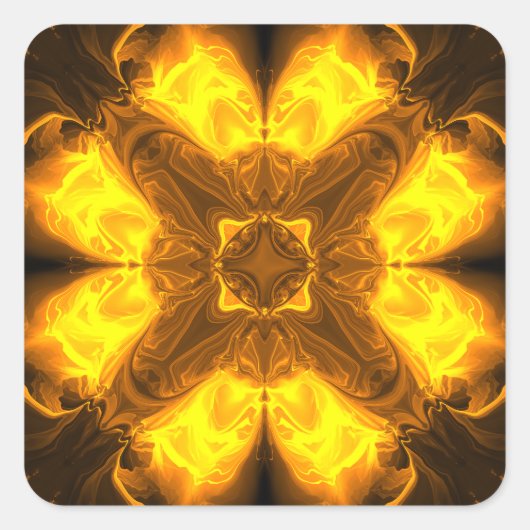Molten Gold Solar Fractal Art スクエアシール (正面)