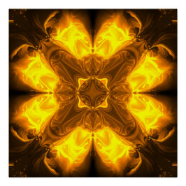 Molten Gold Solar Fractal Art ポスター