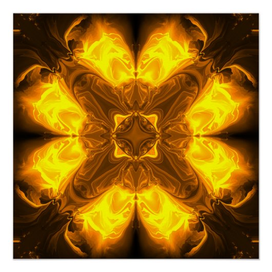 Molten Gold Solar Fractal Art ポスター (正面)