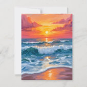 Molten Horizon | Ocean Wave Sunset Watercolor Card (正面)