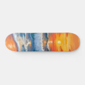 Molten Horizon | Ocean Waves Sunset Watercolor スケートボード (横)