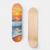 Molten Horizon | Ocean Waves Sunset Watercolor スケートボード (正面)