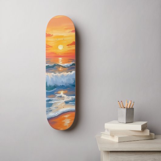 Molten Horizon | Ocean Waves Sunset Watercolor スケートボード (ウォールアート)