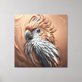Molten Metallic Copper Gold Silver Cockatoo Parrot キャンバスプリント (正面)