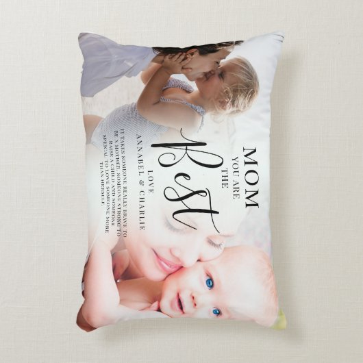 'MOM'あなたは写真の名前最高のと引用文 アクセントクッション (正面(垂直))