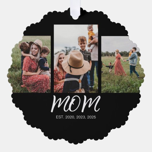 Momがスクリプモダントを確立した黒3枚の写真 オーナメントカード (正面)