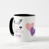 MOMが最高のおばあちゃん最高のの新生児発表 マグカップ (正面左)