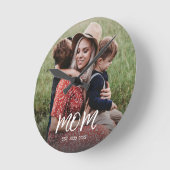 Momが白モダン文字写真を確立 ラウンド壁時計 (傾斜)