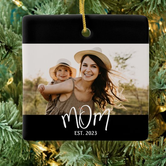 Momが確立した白黒スクリプトの写真 セラミックオーナメント