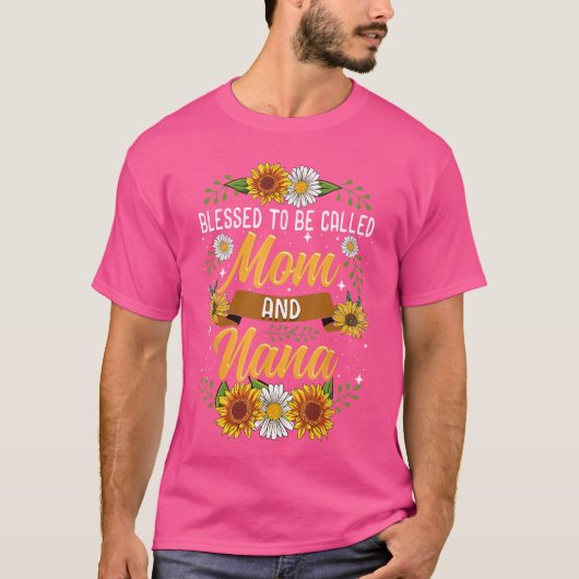 MomとNanaと呼ばれる幸せ かわいいひまわり f Tシャツ (正面)