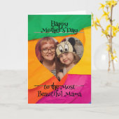 Momのパーソナライズされたハート写真とメッセージ カード (黄色い花)