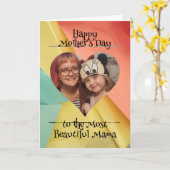 Momのパーソナライズされたハート写真とメッセージ カード (黄色い花)