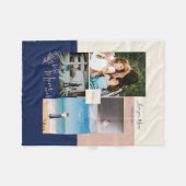 Momのモダンカラーブロックフォトコラージュ フリースブランケット (正面(横))