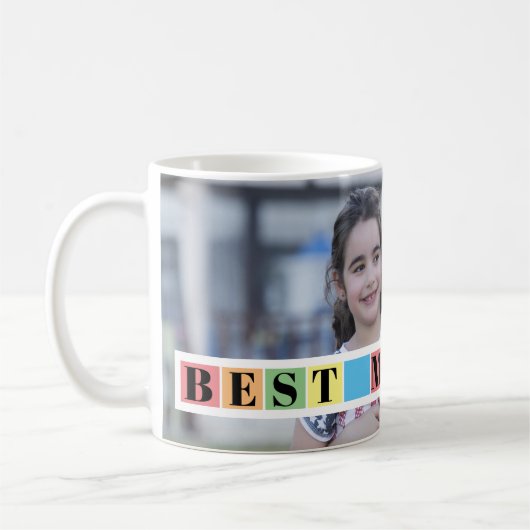 MOMの最高の常にタイポグラフィのカラフルが写真をブロック コーヒーマグカップ (左)