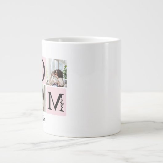 Momカスタマイズ可能な写真と名前 ジャンボコーヒーマグカップ (正面)