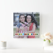 MOMカラフル最高のの写真をブロック スクエア壁時計 (ホーム)