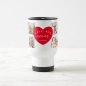 Momギフトカスタマイズ写真コラージュモダンハート トラベルマグ (中央)