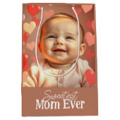 Momギフト追加の写真と文字 ミディアムペーパーバッグ (正面)