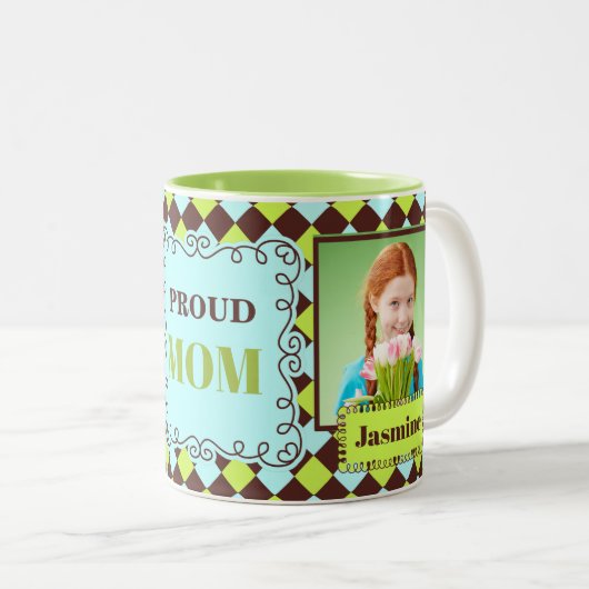 MOMグリーン誇りを持ったとブラウン2写真 ツートーンマグカップ (正面右)