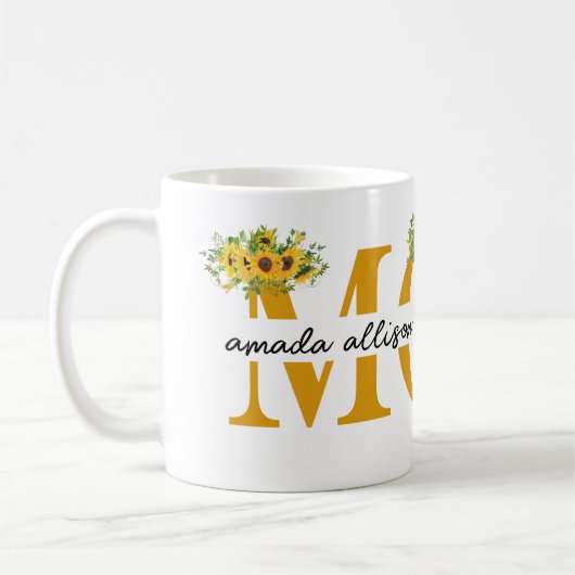 MOMコパーソナライズされたーヒーマグと子供の名前 コーヒーマグカップ (左)