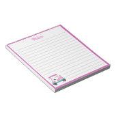 Momゴルファーピンク水玉模様カート名 ノートパッド (アングル)