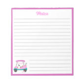Momゴルファーピンク水玉模様カート名 ノートパッド (正面)