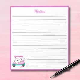 Momゴルファーピンク水玉模様カート名 ノートパッド