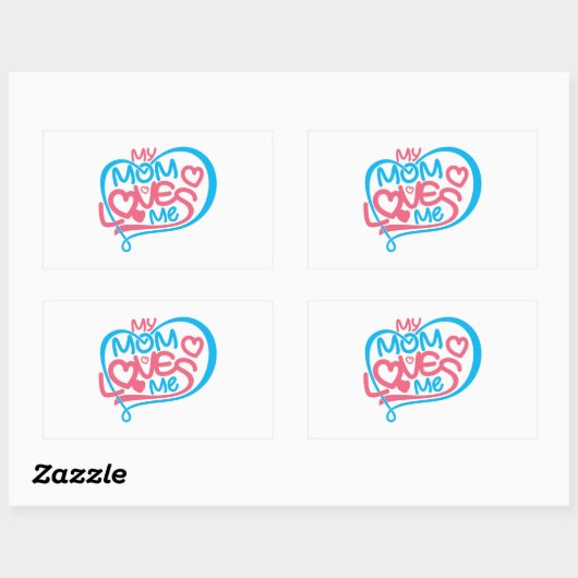 Momスタンプ：私の母は私を愛しおもしろいている 長方形シール (シート)