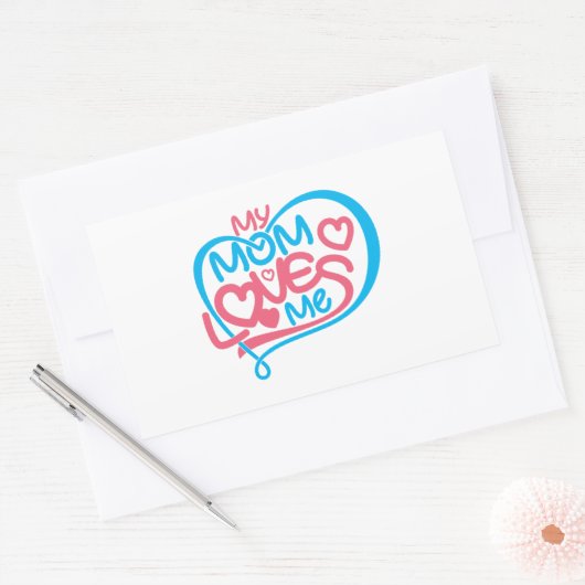 Momスタンプ：私の母は私を愛しおもしろいている 長方形シール (封筒)