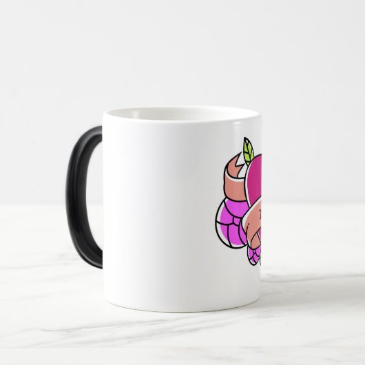 MOMハートタトゥーフローラピンクグリーンクール モーフィングマグカップ (正面左)