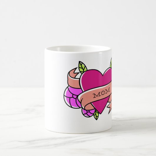 MOMハートタトゥーフローラピンクグリーンクール モーフィングマグカップ (中央)