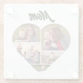 Momハートパーソナライズされたシェイプ6フォトコラージュ ガラスコースター (裏面)