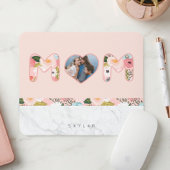 MOMハートフォトフレーム花柄&大理石ピンク マウスパッド