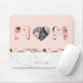 MOMハートフォトフレーム花柄&大理石ピンク マウスパッド (マウス)