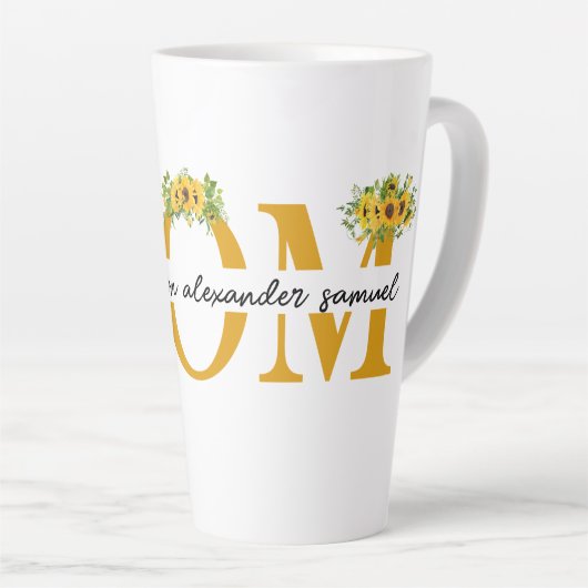 MOMパーソナライズされたラテマグカップ子供の名前 カフェラテマグ (右アングル)