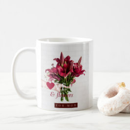 MoMパープルピンクフローラバラの愛と花 コーヒーマグカップ