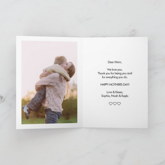 Momファミリーフォトコラージュモダンタイポグラフィカード カード (内部)