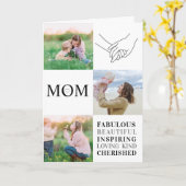 Momファミリーフォトコラージュモダンタイポグラフィカード カード (黄色い花)
