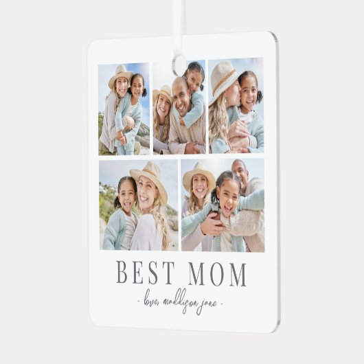 Momフォトコラージクリスマス メタルオーナメント (正面左)